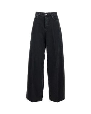 Haikure Wide-Leg Jeans With High Waist And Leather Label - Black