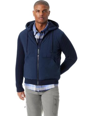 BASS OUTDOOR Mixed Media Jacket Long Sleeve Hooded Full Zip Ups291 - Blue