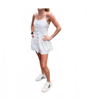Miou Muse Eyelet Romper - White