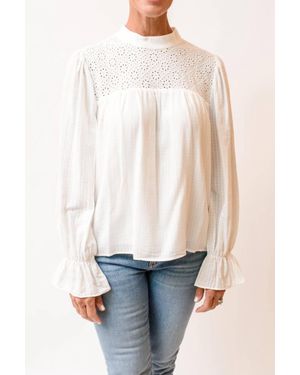 Greylin Cotton Eyelet Blouse - White