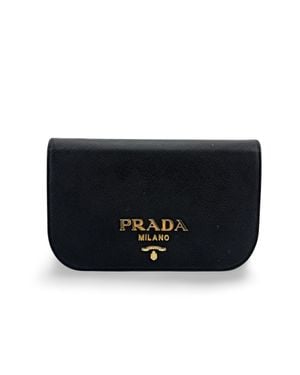 Prada Saffiano Leather Mini Crossbody Bag With Hardware - Black