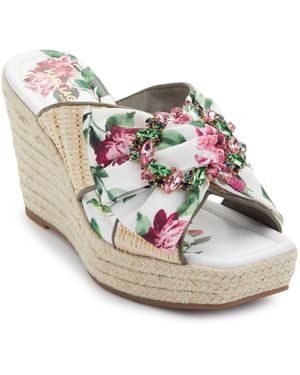 Karl Lagerfeld Cariza Floral Square Toe Espadrilles - White