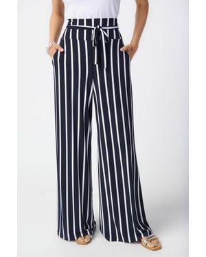Joseph Ribkoff Striped Silky Knit Wide-Leg Pants - Blue