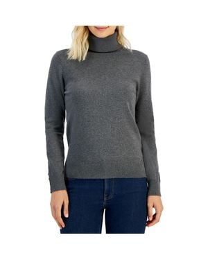 Tommy Hilfiger Solid Cotton Turtleneck Sweater - Brown