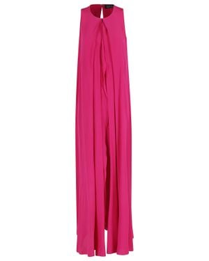 Gianluca Capannolo Fuchsia Anka Draped Front-Opening Silk Maxi Dress - Pink