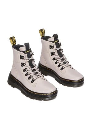 Dr. Martens Combs 31196348 Boots Vintage Taupe Round Toe Combat Htat48 - White
