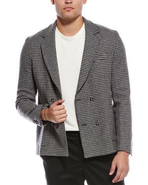 Officine Generale Leon Houndstooth Wool Coat - Gray