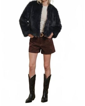 Raisonnel Suede High-Rise Shorts - Black