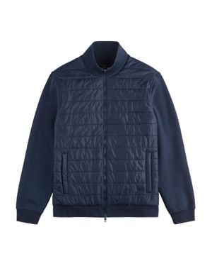 Fay Dark Quilted Zip Jacket - Blue