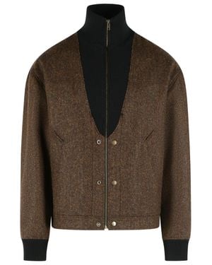 Maison Margiela 'Herringbone' Wool Bomber Jacket - Brown