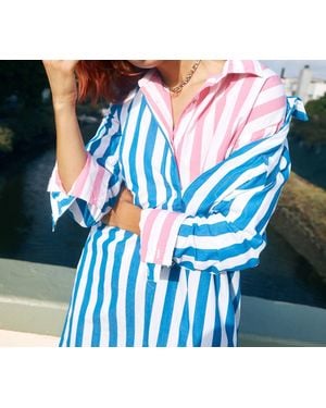 Sundry Candy Striped Button Down Shirt - Blue