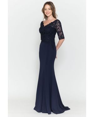TRUEDAMES Elegant Mother Of Bride Dress - Blue