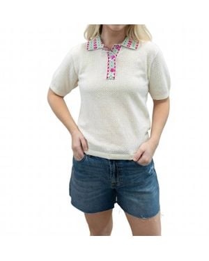 Ichi Dottie Knit Blouse - Blue