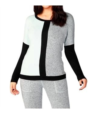 French Kyss Long Sleeve Color Block Crew - White