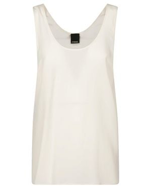Pinko Crazy Scoop Neck Sleeveless Silk Top - White