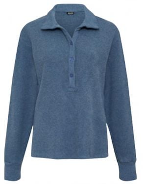 Monrow Brushed Thermal Henley Long Sleeve Tee - Blue
