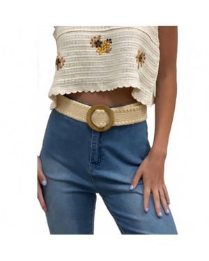 Leto Whipstitch Raffia Belt - Blue