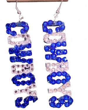 Sweet Ginger Dallas Cowboys Rhinestone Wood Earrings - Blue