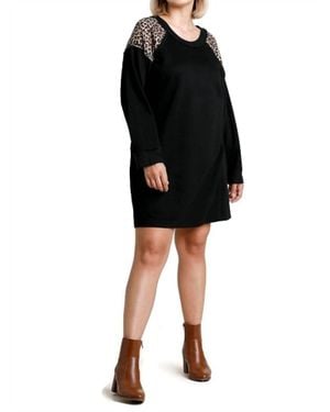 Umgee Leopard Detail Dress - Black