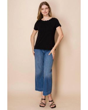 White Birch Short Sleeve Solid Knit Top - Blue