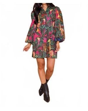 Alden Adair Athena Puff Sleeve Dress - Red