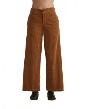 cut-loose Lux Corduroy Wide Leg Zip Pant - Brown