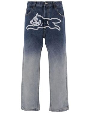 ICECREAM Cotton Denim Jeans Featuring Playful Ombré Print - Blue