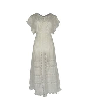 Zimmermann Lace-Trimmed Short Sleeve Midi Dress - Gray