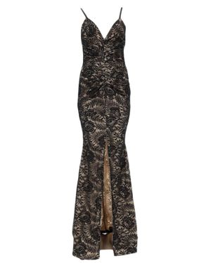JOSHE Intricate Lace Overlay Evening Dress With Ruched Bust - Multicolor