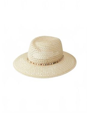 Maison Michel Virginie Straw Hat With Multi-Color Pearls - White
