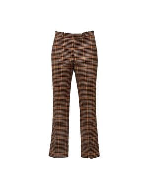 Ql2 Maura Z Checkered Cuffed Straight-Leg Pants - Brown