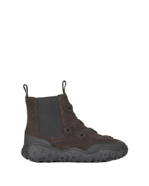 Cecilie Bahnsen Floral Appliqué Suede Chelsea Boots With Rubber Sole - Black