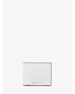 Michael Kors Harrison Logo Billfold Wallet With Passcase - White