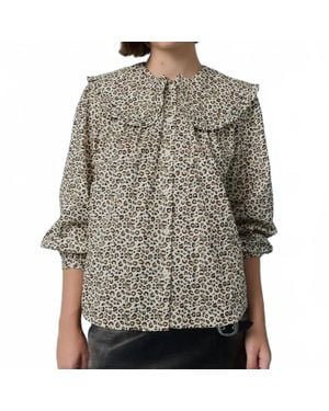 Raisonnel Sisa Leopard Collared Top - Brown