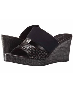 Brighton Delta Leather Wedge Sandal - Black