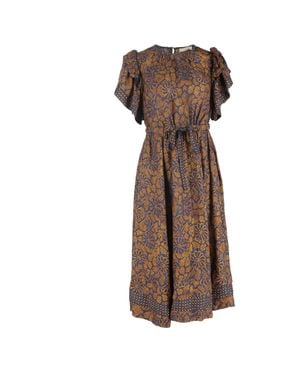 Ulla Johnson Printed Tie-Waist Midi Dress - Brown