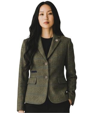 TruClothing Tailored Check Tweed Blazer Formal Jacket - Green