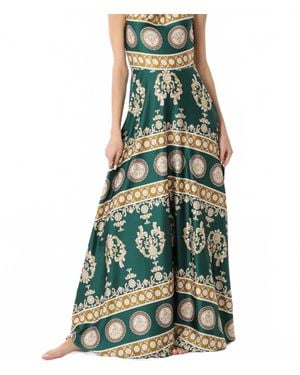 KLD Satin Border Halter Dress - Green