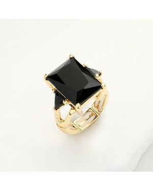 Fashnzfab Rectangle Crystal Stretch Ring - Black