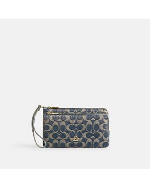 COACH Double Zip Wristlet - Gray