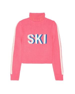 Ellsworth & Ivey Cropped Ski Turtleneck Sweater - Pink
