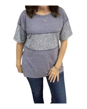 Bibi Animal Print Short Sleeve Top - Gray