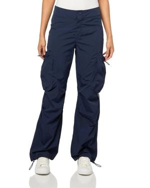 Steve Madden Kaira Cargo Pants Flat Front Wide Leg Pall82 - Blue