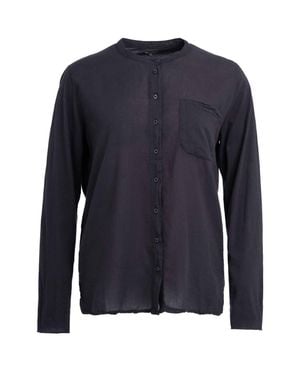 Hartford Cotton Gauze Button-Down Collarless Shirt - Blue