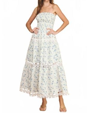 Strut & Bolt Gloria Floral Strapless Midi Dress - White
