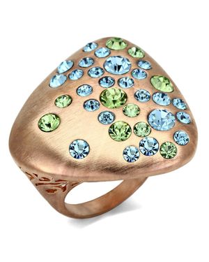 Fashnzfab Rose Brass Ring With Top Grade Crystal - Metallic