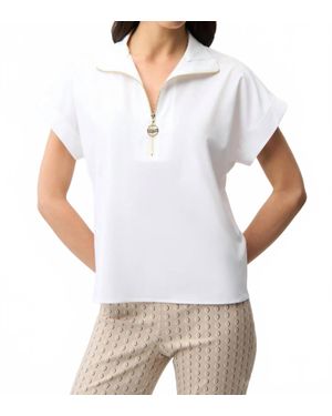 Joseph Ribkoff Quarter Zip Neck Poplin Top - White