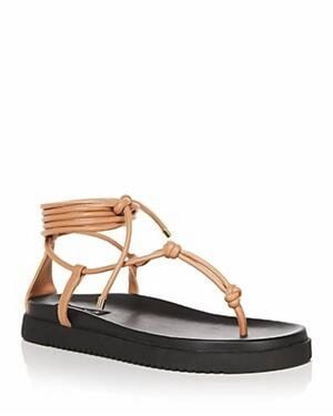 Aqua Muse Strappy Ankle Tie Thong Sandals - Multicolor