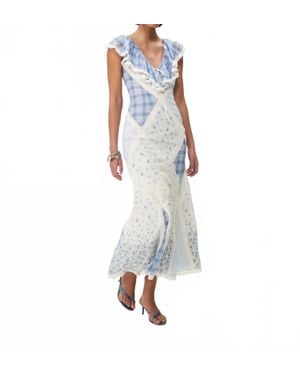 For Love & Lemons Bluebird Plaid Maxi Dress