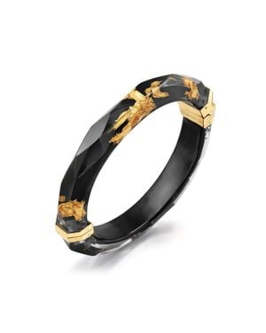 Gold & Honey Thin Faceted Lucite Bangles - Metallic